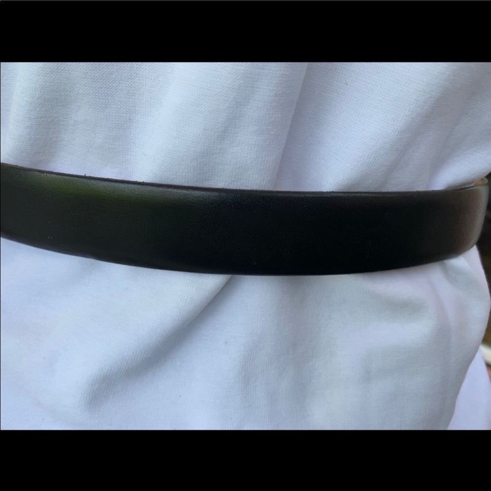 Real Leather Belt, black with  brass buckle - Picture 5 of 5